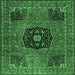 Square Machine Washable Persian Emerald Green Traditional Area Rugs, wshtr2249emgrn