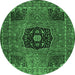 Round Persian Emerald Green Traditional Rug, tr2249emgrn