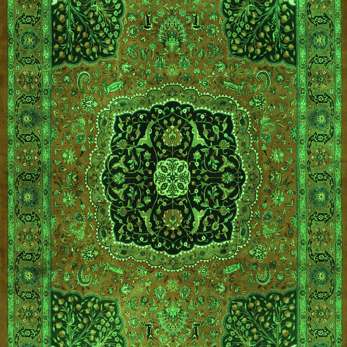 Serging Thickness of Machine Washable Persian Green Traditional Area Rugs, wshtr2249grn