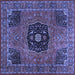 Square Machine Washable Persian Blue Traditional Rug, wshtr2249blu