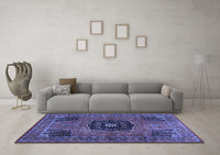 Machine Washable Persian Blue Traditional Rug, wshtr2249blu