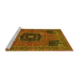Sideview of Machine Washable Persian Yellow Traditional Rug, wshtr2249yw