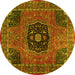 Round Machine Washable Persian Yellow Traditional Rug, wshtr2249yw