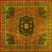 Square Machine Washable Persian Yellow Traditional Rug, wshtr2249yw