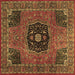 Square Persian Brown Traditional Rug, tr2249brn