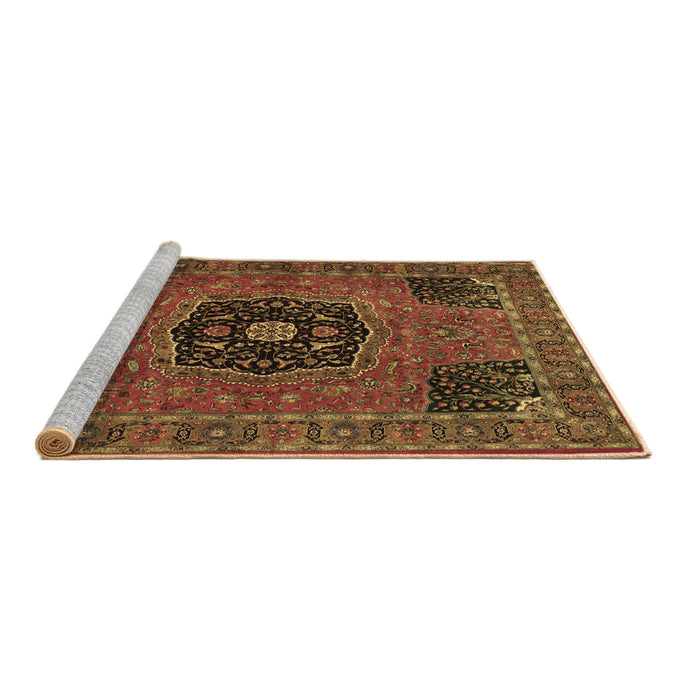 Sideview of Machine Washable Persian Brown Traditional Rug, wshtr2249brn