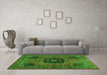 Machine Washable Persian Green Traditional Area Rugs in a Living Room,, wshtr2249grn