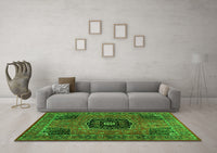 Machine Washable Persian Green Traditional Rug, wshtr2249grn