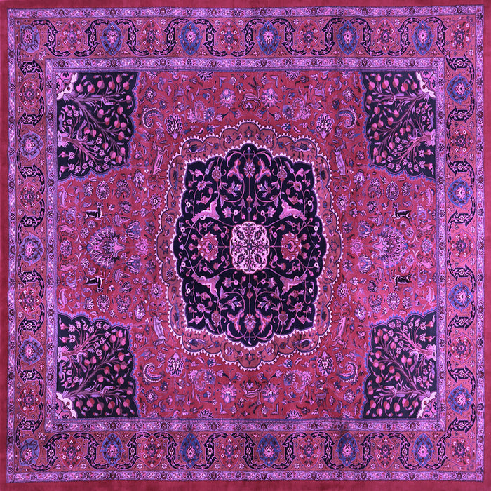 Square Machine Washable Persian Purple Traditional Area Rugs, wshtr2249pur