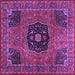 Square Machine Washable Persian Purple Traditional Area Rugs, wshtr2249pur