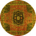 Round Persian Yellow Traditional Rug, tr2249yw