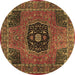 Round Persian Brown Traditional Rug, tr2249brn