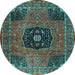 Round Machine Washable Persian Light Blue Traditional Rug, wshtr2249lblu