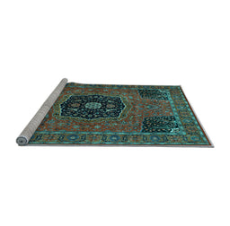 Sideview of Machine Washable Persian Light Blue Traditional Rug, wshtr2249lblu