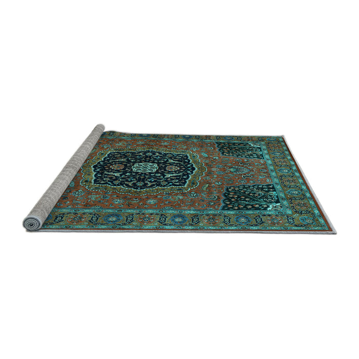 Sideview of Machine Washable Persian Light Blue Traditional Rug, wshtr2249lblu
