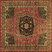 Square Machine Washable Persian Brown Traditional Rug, wshtr2249brn