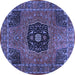 Round Machine Washable Persian Blue Traditional Rug, wshtr2249blu