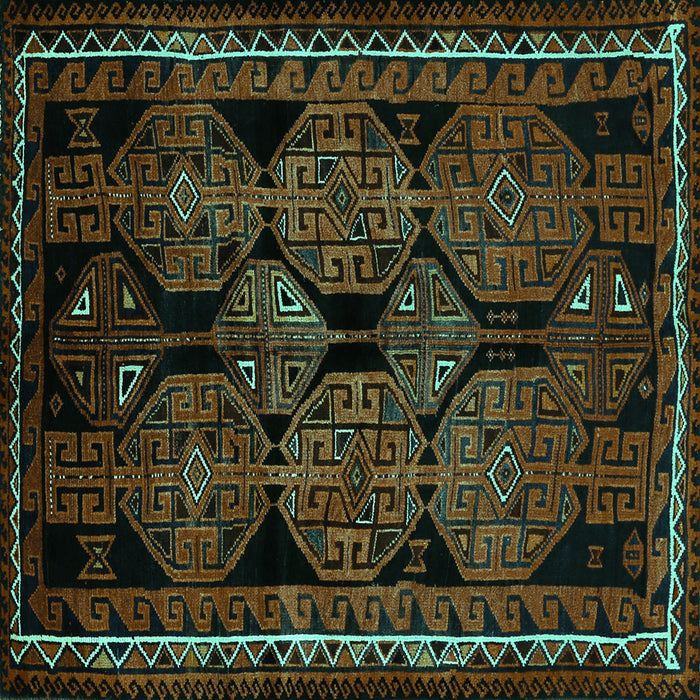 Square Machine Washable Persian Turquoise Traditional Area Rugs, wshtr224turq