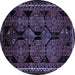 Round Persian Blue Traditional Rug, tr224blu