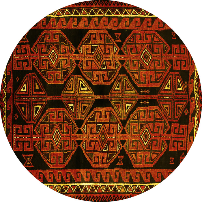 Round Persian Yellow Traditional Rug, tr224yw