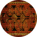 Round Persian Yellow Traditional Rug, tr224yw