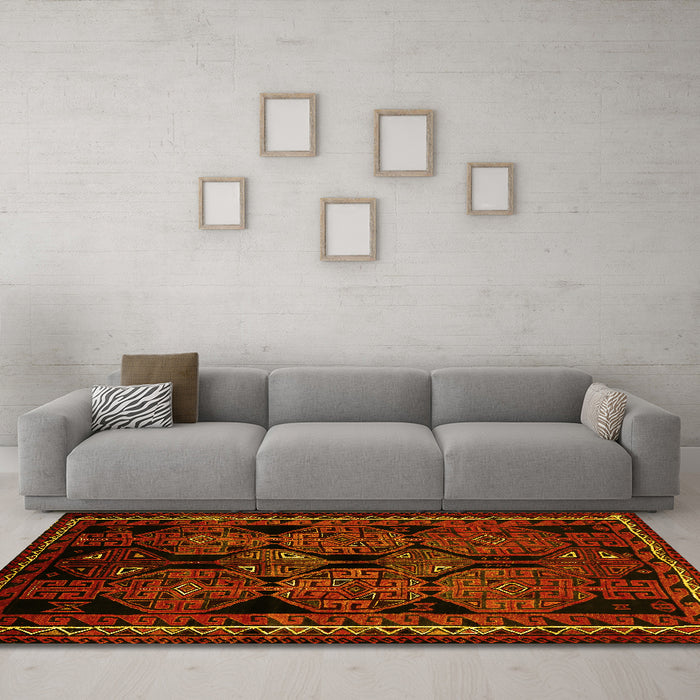 Machine Washable Persian Yellow Traditional Rug in a Living Room, wshtr224yw