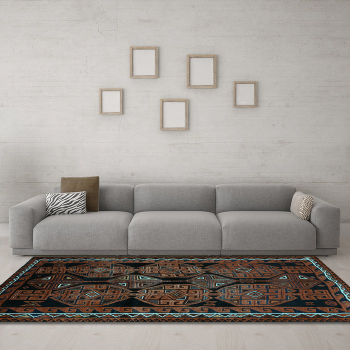 Machine Washable Persian Light Blue Traditional Rug in a Living Room, wshtr224lblu