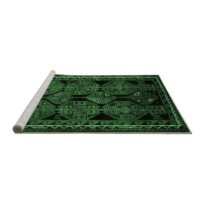 Sideview of Machine Washable Persian Emerald Green Traditional Area Rugs, wshtr224emgrn