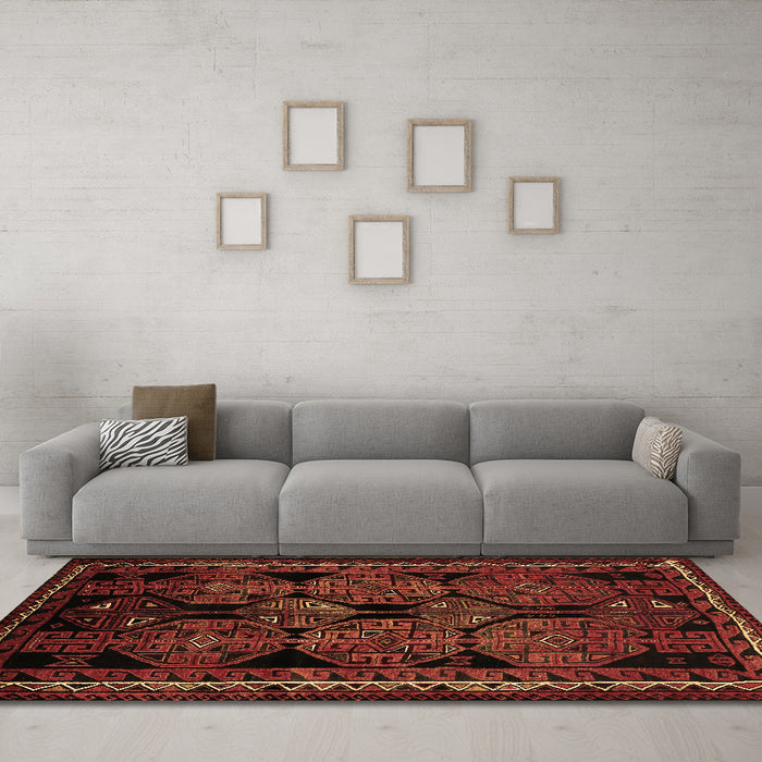 Machine Washable Persian Brown Traditional Rug in a Living Room,, wshtr224brn
