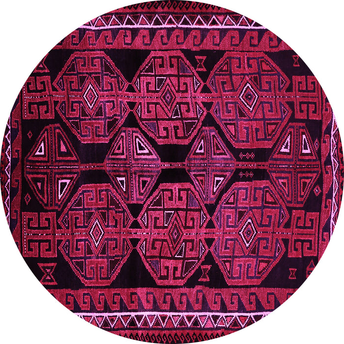 Round Machine Washable Persian Pink Traditional Rug, wshtr224pnk