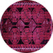 Round Machine Washable Persian Pink Traditional Rug, wshtr224pnk