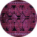 Round Persian Purple Traditional Rug, tr224pur