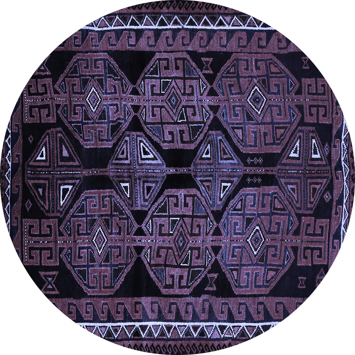 Round Machine Washable Persian Blue Traditional Rug, wshtr224blu