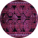 Round Machine Washable Persian Purple Traditional Area Rugs, wshtr224pur