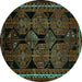 Round Persian Turquoise Traditional Rug, tr224turq