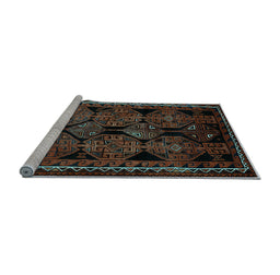 Sideview of Machine Washable Persian Light Blue Traditional Rug, wshtr224lblu