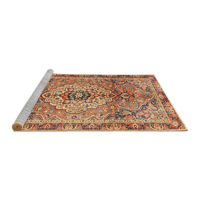 Sideview of Machine Washable Traditional Sand Brown Rug, wshtr2250