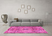 Machine Washable Persian Pink Traditional Rug in a Living Room, wshtr2250pnk