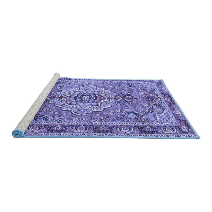 Sideview of Machine Washable Persian Blue Traditional Rug, wshtr2250blu