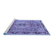 Sideview of Machine Washable Persian Blue Traditional Rug, wshtr2250blu