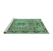 Sideview of Machine Washable Persian Turquoise Traditional Area Rugs, wshtr2250turq