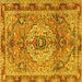 Square Machine Washable Persian Yellow Traditional Rug, wshtr2250yw