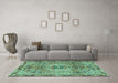 Machine Washable Persian Turquoise Traditional Area Rugs in a Living Room,, wshtr2250turq