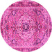 Round Machine Washable Persian Pink Traditional Rug, wshtr2250pnk