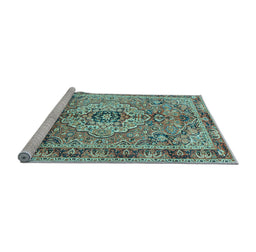 Sideview of Machine Washable Persian Light Blue Traditional Rug, wshtr2250lblu