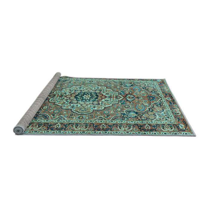 Sideview of Machine Washable Persian Light Blue Traditional Rug, wshtr2250lblu