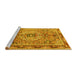 Sideview of Machine Washable Persian Yellow Traditional Rug, wshtr2250yw