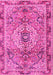 Machine Washable Persian Pink Traditional Rug, wshtr2250pnk