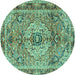 Round Persian Turquoise Traditional Rug, tr2250turq