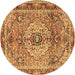 Round Persian Brown Traditional Rug, tr2250brn